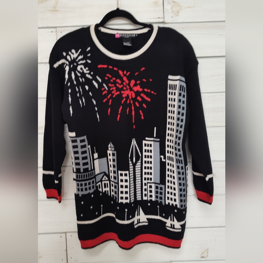 I. B. Diffusion Vintage City Scape Sweater - Medium